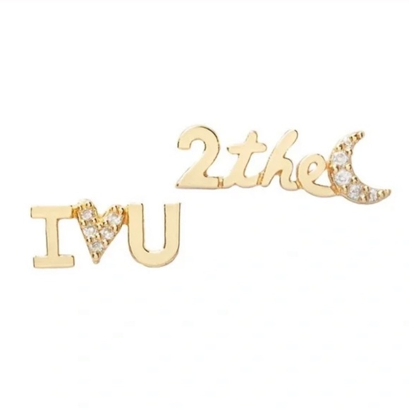 Kate Spade True Love Goldtone Cubic Zirconia Love You To The Moon Stud Earrings - Picture 1 of 6